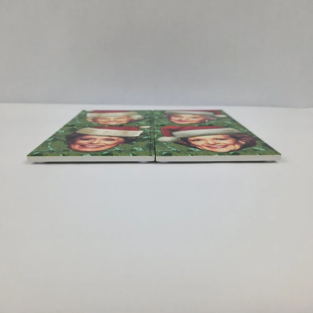 Golden Girls Coasters Christmas Santa Hat 4 Pc. Ceramic Set